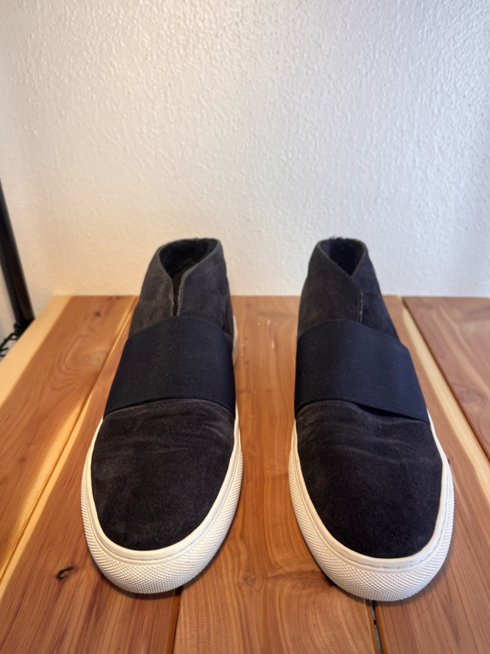 Via Spiga Women’s Fur-Lined Slip-On Suede Ankle Boots in Black